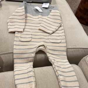 Baby Gap Striped Gray and Cream Kids One Piece